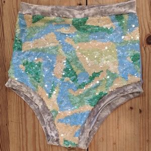 Gorgeous Custom Sequin High Waist Shorts Velvet